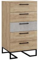 Комод с 5 ящиками Loft Дуб натур/Бетон фото Комод с 5 ящиками Loft Дуб натур/Бетон. Фото №1