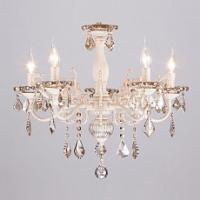 Подвесная люстра Eurosvet Elisha 3281/5 белый с золотом/тонированный хрусталь Strotskis. Фото №1