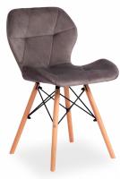 Стул STUTTGART (mod. 74) вельвет/дерево береза / металл, 50 х 47 х 73 см, серый (HLR 24)/натуральный (поставляется по 4 шт). Фото №1