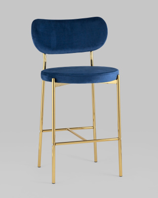 Стул полубарный Барбара велюр синий золотые ножки фото Стул полубарный Барбара велюр синий золотые ножки. Фото №3