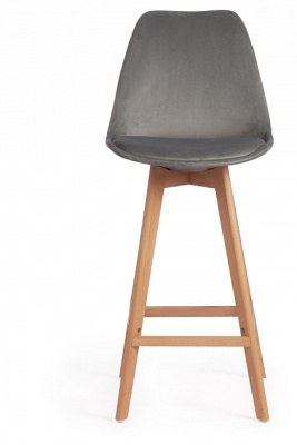 Стул Secret De Maison TULIP SOFT BAR (mod. 75) вельвет/дерево , 48 х 57 х 104 см, светло-серый (HLR19)/натуральный  (поставляется по 4 шт). Фото №2