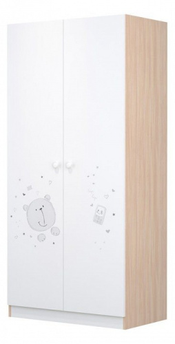 Шкаф платяной Polini kids French 1230 Teddy, белый. Фото №1