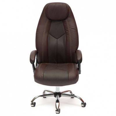 Компьютерное кресло BOSS (хром) кож/зам, коричневый/коричневый перфорированный, 36-36/36-36/06. Фото №2