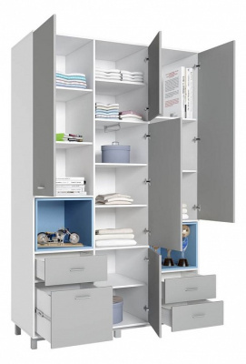 Шкаф комбинированный Polini kids Mirum 2335, серый. Фото №3