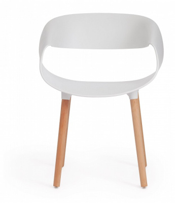 Стул  QXX  (mod. C1058) пластик/дерево, 54 х 56 х 78 см, белый 018 /натуральный  (поставляется по 4 шт). Фото