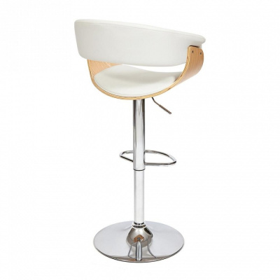 Барный стул VIMTA (mod.4021S) металл/дерево/экокожа, 60х51х91,5-112,5 см, высота сиденья 61,5-82,5 см, белый/натуральный/хром. Фото №2