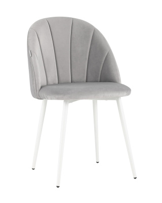 Стул Логан велюр светло-серый белые ножки. Фото №2