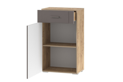 Тумба для обуви Livorno НМ 040.65 (фасад левый), Софт Графит, Дуб Бунратти. Фото