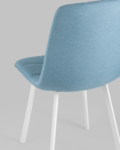 Стул Chilly рогожка голубой ножки белые. Фото №8