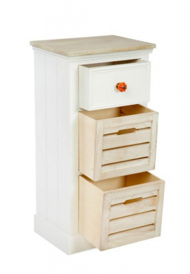 Комод с тремя ящиками Белый / Натуральный. Фото