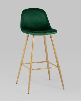 Стул барный Валенсия велюр зеленый ножки цвет дерево. Фото №3