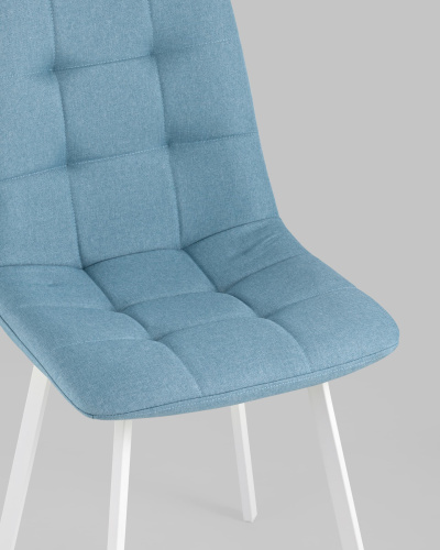 Стул Chilly рогожка голубой ножки белые. Фото №9