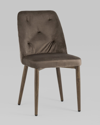 Стул Эмма велюр коричневый ножки дерево. Фото