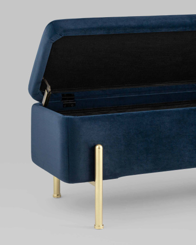 Банкетка Болейн с ящиком велюр синий. Фото №6